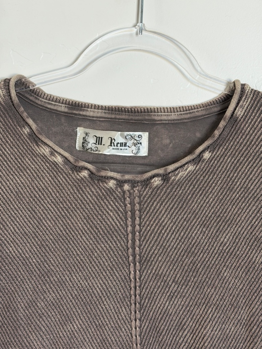 M. Rena Ribbed Long Sleeve Top - Taupe Brown - Picture 2 of 6
